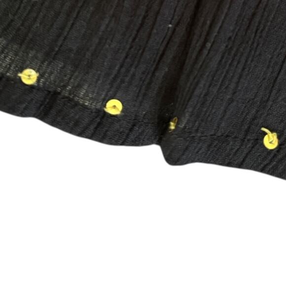 VTG 90s Whimsigoth Boho Black Maxi Skirt Gold Peasant Cotton Hippie Festival XL - Picture 4 of 7